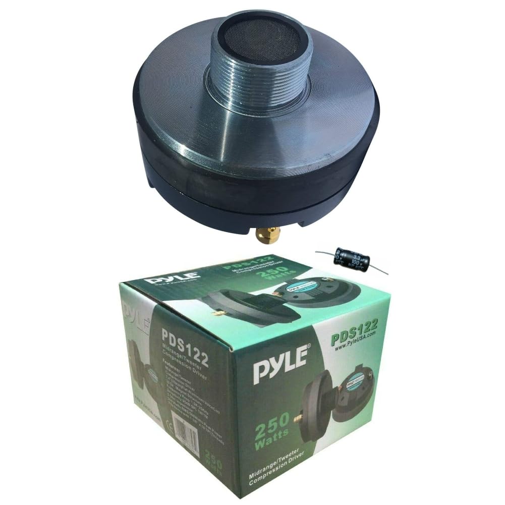 Kit Set for Pyle PDS122, 1 x 125W RMS Tweeter Compression Driver, 250W Max, 1" Thread, Home or Party, 8 Ohm, 95 dB, 3.5 cm Coil, 1 Unit + Free Capacitor