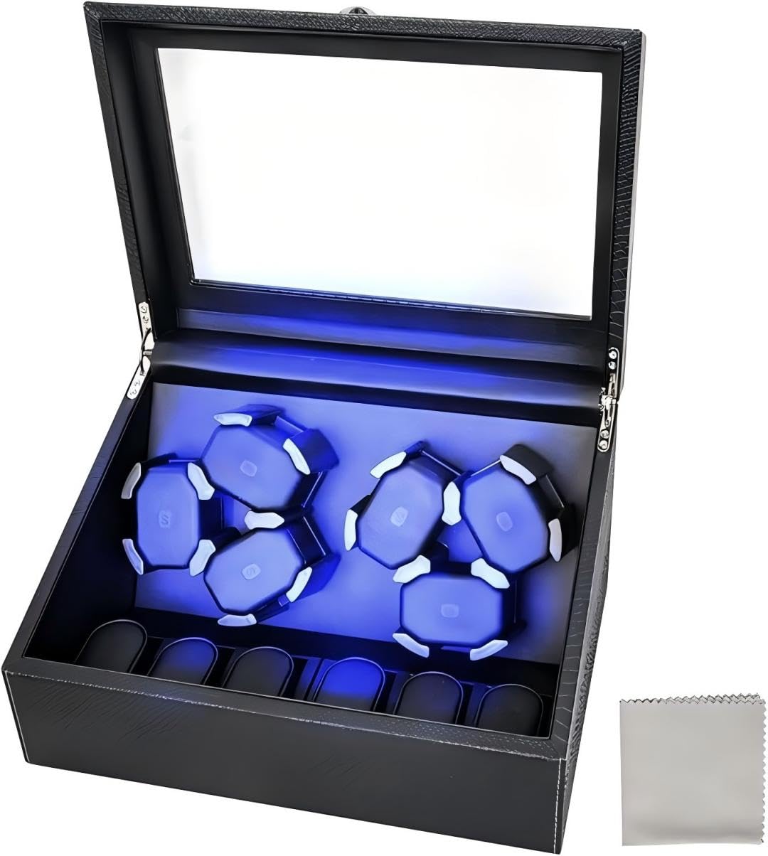 hightall Automatik-Uhrenbeweger für 6+6 Uhren – Watch Winder Box mit Ultra-Leisem Motor (<5dB), Anti-Kratz Memory Foam & Stabilem Stand, Uhrenbeweger Für Rolex, Omega & Automatikuhren