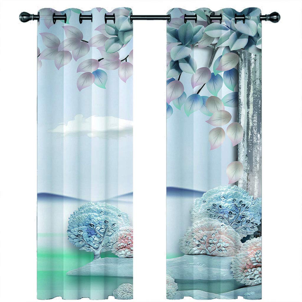 Rideau salon occultant 3d grande largeur 234x230cm décoration fenêtre à oeillets