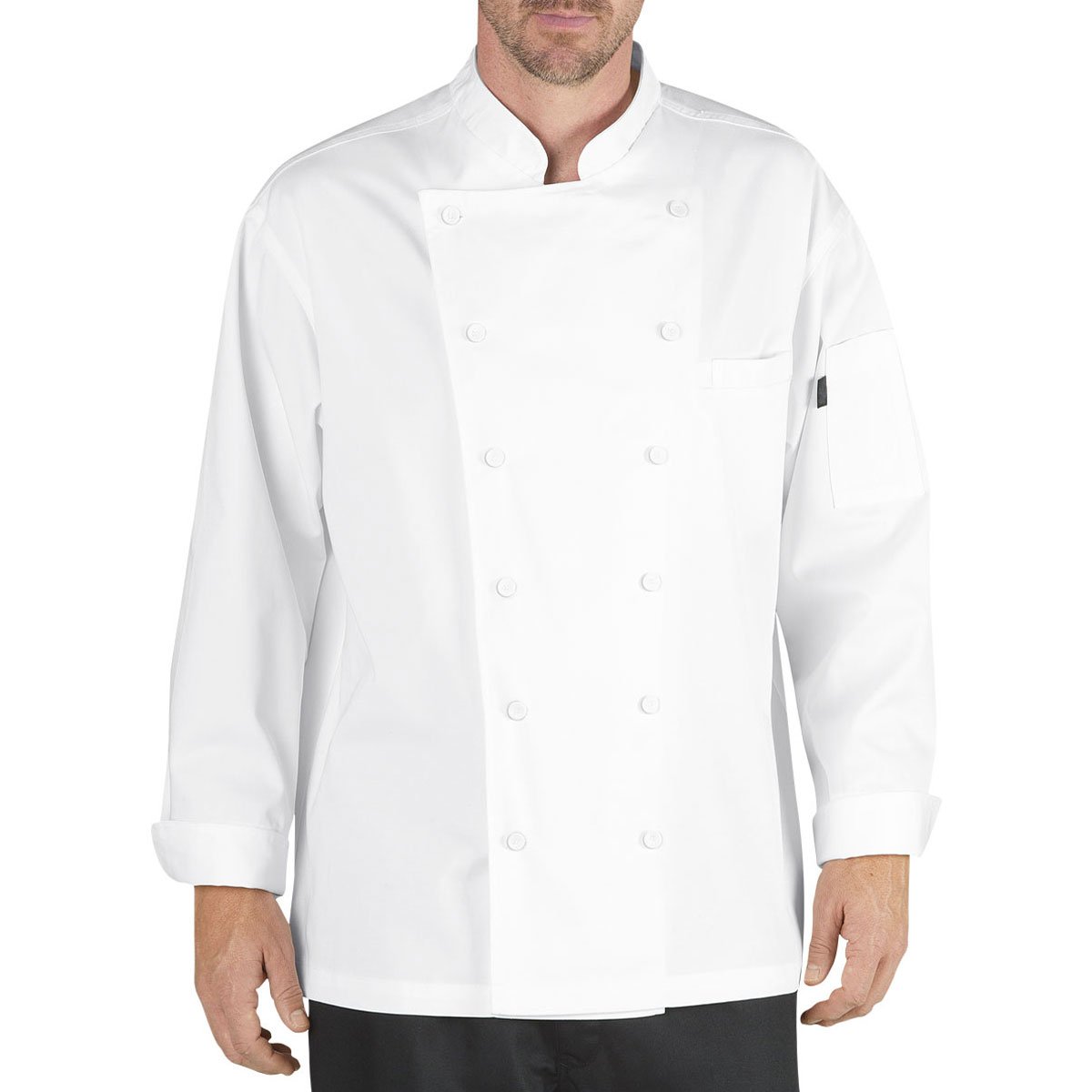 Chef Code Lorenzo Executive Classic Chef Coat with Cloth Covered Buttons (WHT, L)
