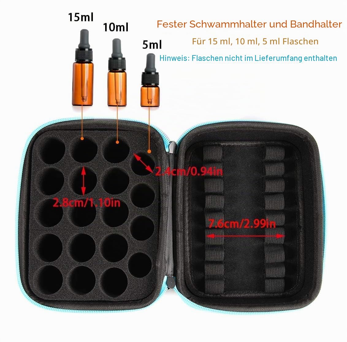Aufbewahrungsbox mit Griff für ätherische Öle 44 Slots Schwarz ätherische Öle Aufbewahrungskoffer tragbare ätherisches Öl Travel Box Halter Organizer
