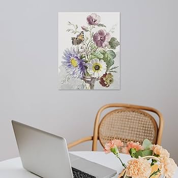 Amazon.co.jp: 絵画 花がいっぱいの花瓶インテリア 絵画 細かい
