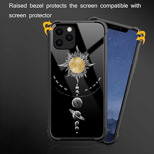 Miniatura 10 de Funda compatible con iPhone 11 Pro, funda de bandera estadounidense en blanco y negro, parte trasera de vidrio templado + funda protectora de TPU de