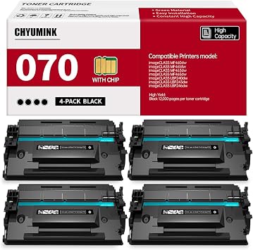 070 Black Toner Cartridge 4 Pack 070 Ink Cartridge Replacement for Canon 070 CRG070 CRG-070 Toner for MF460dw MF461dw MF463dw MF465dw LBP240dw LBP243dw LBP246dw Printer
