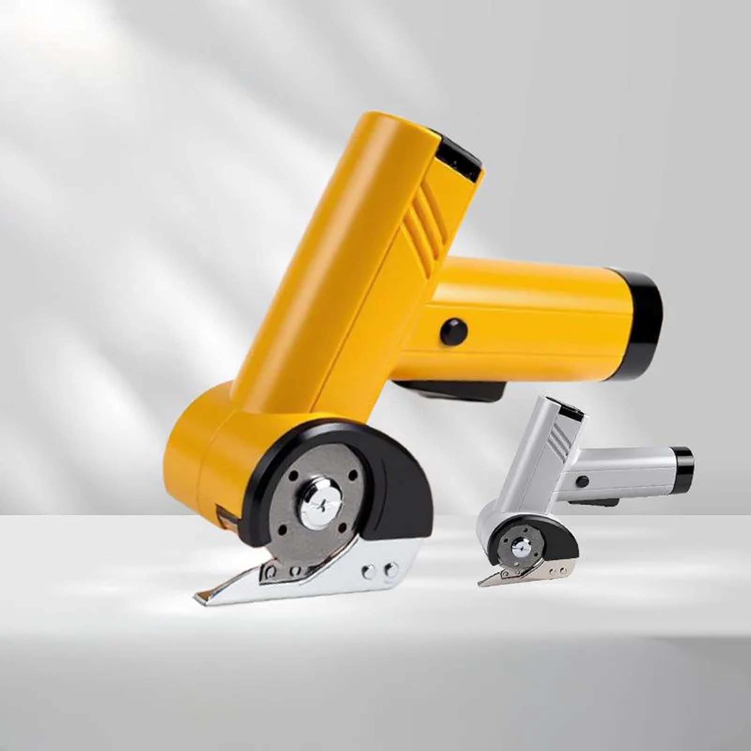 Rechargeable High-Speed Cardboard Cutter, Cordless Electric Scissors, with LED Light and Two Blades, Wireless Powerful Cutting Mini Electric Cutter for Packaging, Crafts, DIY (Yellow)