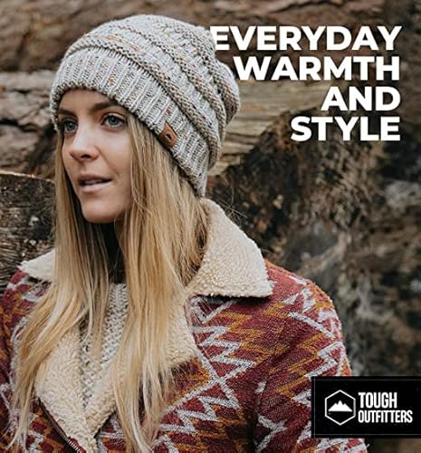 Tough Headwear Womens Beanie Winter Hat - Warm & Chunky Cable Knit Hats - Soft Stretch, Thick & Cute Knitted Stocking Caps For Cold Weather - Stylish & Trendy Snow & Ski Beanies For Ladies Black #TOP5