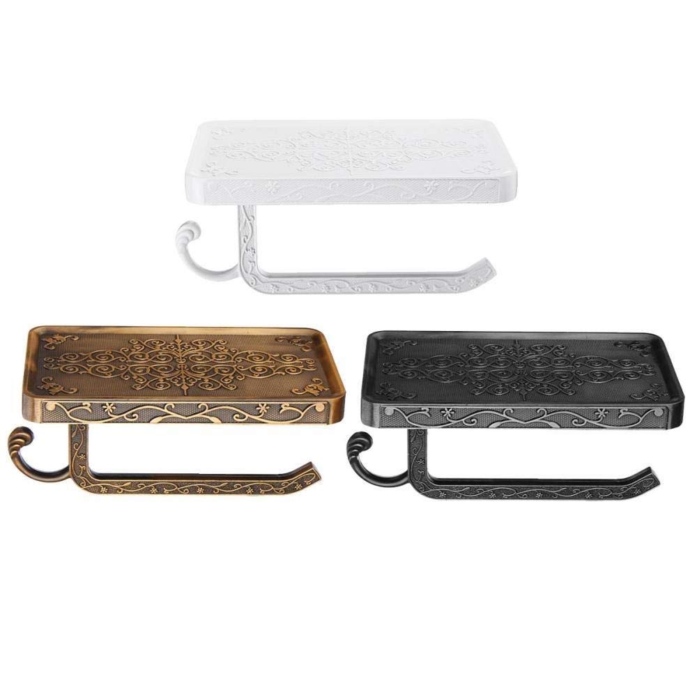 HLTYGWX Portarotolo Porta Carta igienica, Telefono Cellulare da Bagno con mensola portasciugamani/Oro