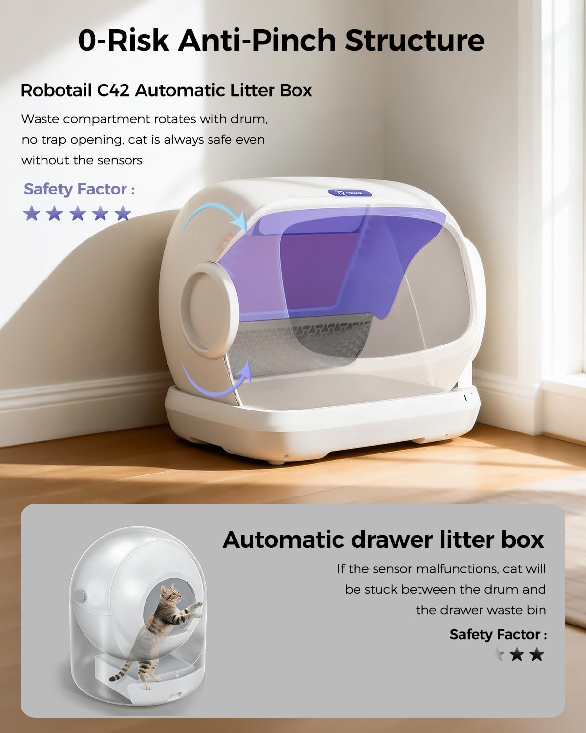 Self Cleaning Cat Litter Box Automatic Cleaning, XXXL Extra Large Electric Auto Litter Box for Multiple Cats, Smart Litter Tray with Anti-Pinch, APP Control, Odor-Free, Includes Liners - image 3