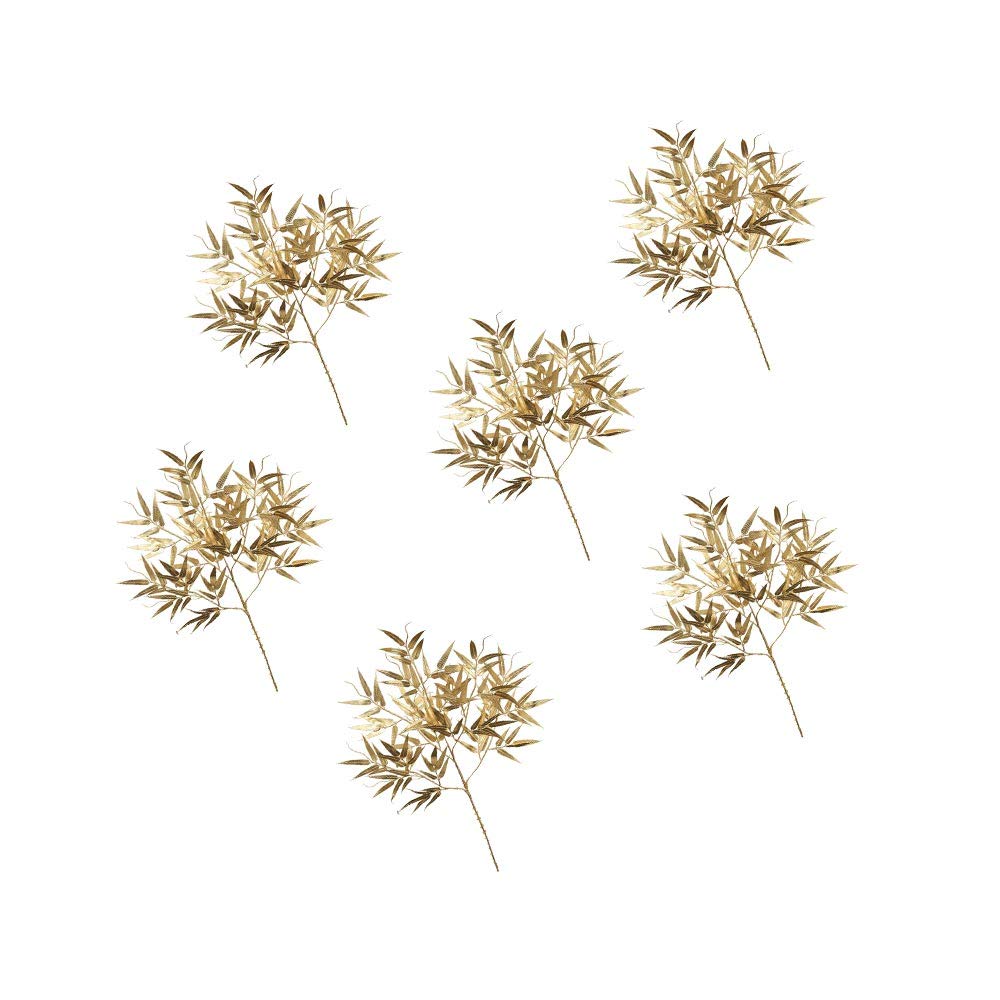 YataiArtificial Bamboo Plant Leaves Artificial Flowers Spray - Festival Flowers Decorations Golden Flowers Ornaments Flower Bouquets Arrangement Table Centerpieces Floral Wreath Wedding Decor (6)
