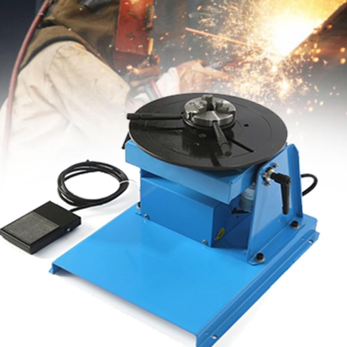 10KG Rotary Welding Positioner, 0-90° Welding Positioning Turntable Table with 8.1 Inch 3-Jaw Lathe Chuck, 1-12 RPM 20W Portable Welder Positioning Machine for Cutting Grinding Assembly