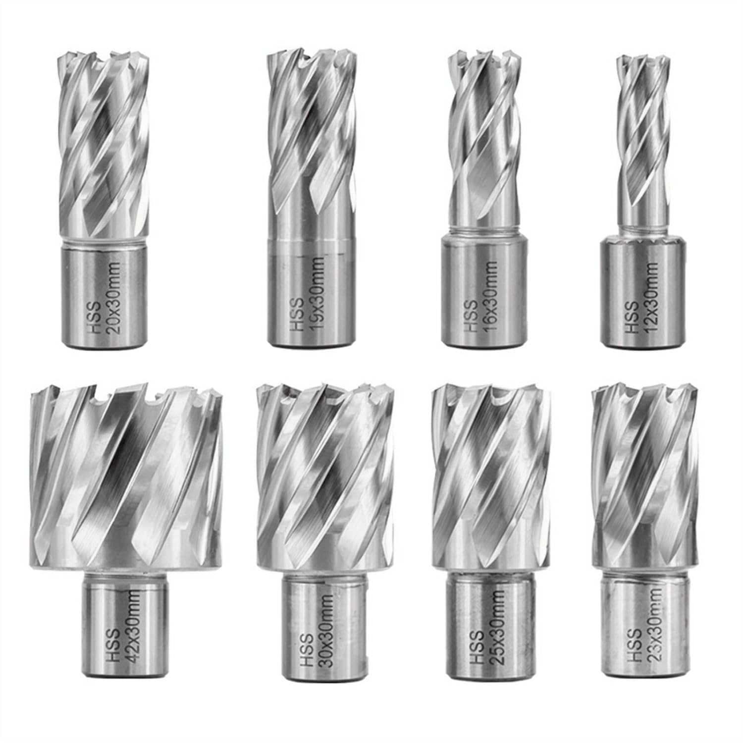 Shank HSS Annular Drill Bit 12-42x30mm TiN Coated Hollow Drill Bit for Metal Cutting Weldon Shank Core Drill Bit (30x30mm)