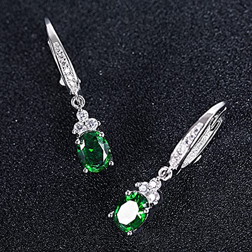 Boucles d'oreilles fiançailles émeraude argent 925 cadeau idéal femme - 3