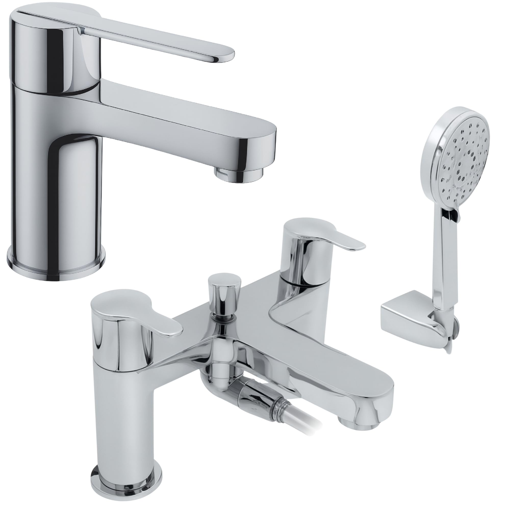 Strata - Juego de mini grifo mezclador para lavabo y ducha de baño, color cromado