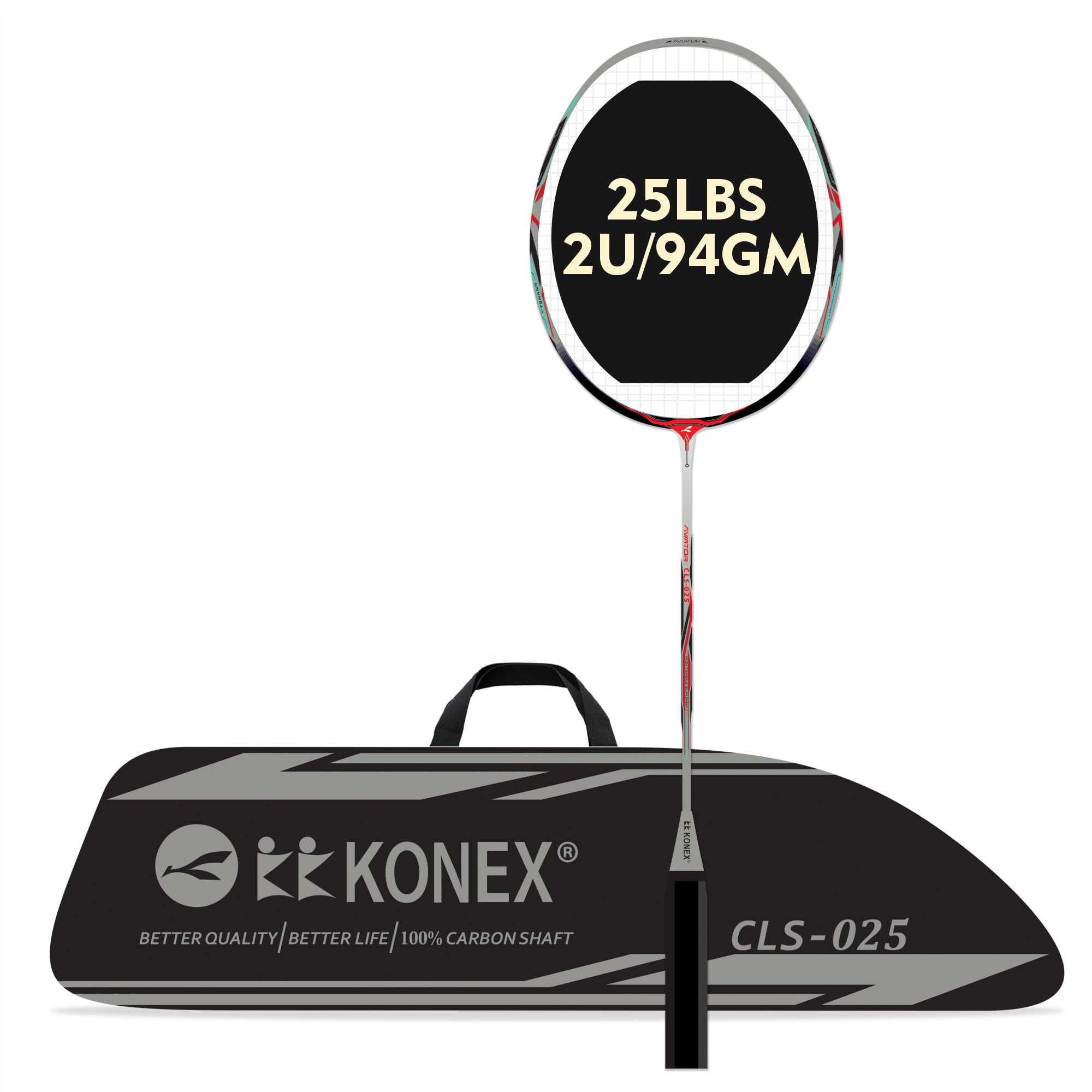 Konex Premium Badminton Racquet with Carbon Shaft | Ultra Durable & Lightweight, Graphite Layered Design | Ideal for Intermediate Players (Pack of 1, with String) Black-image-29