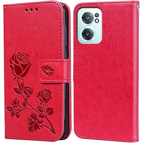 BIIULHCI for Oneplus Nord CE 2 5G Case, Premium Full Protection Leather Flip Wallet Phone Case for Oneplus Nord CE 2 5G Cover Silicone Shockproof Bumper Red Cover