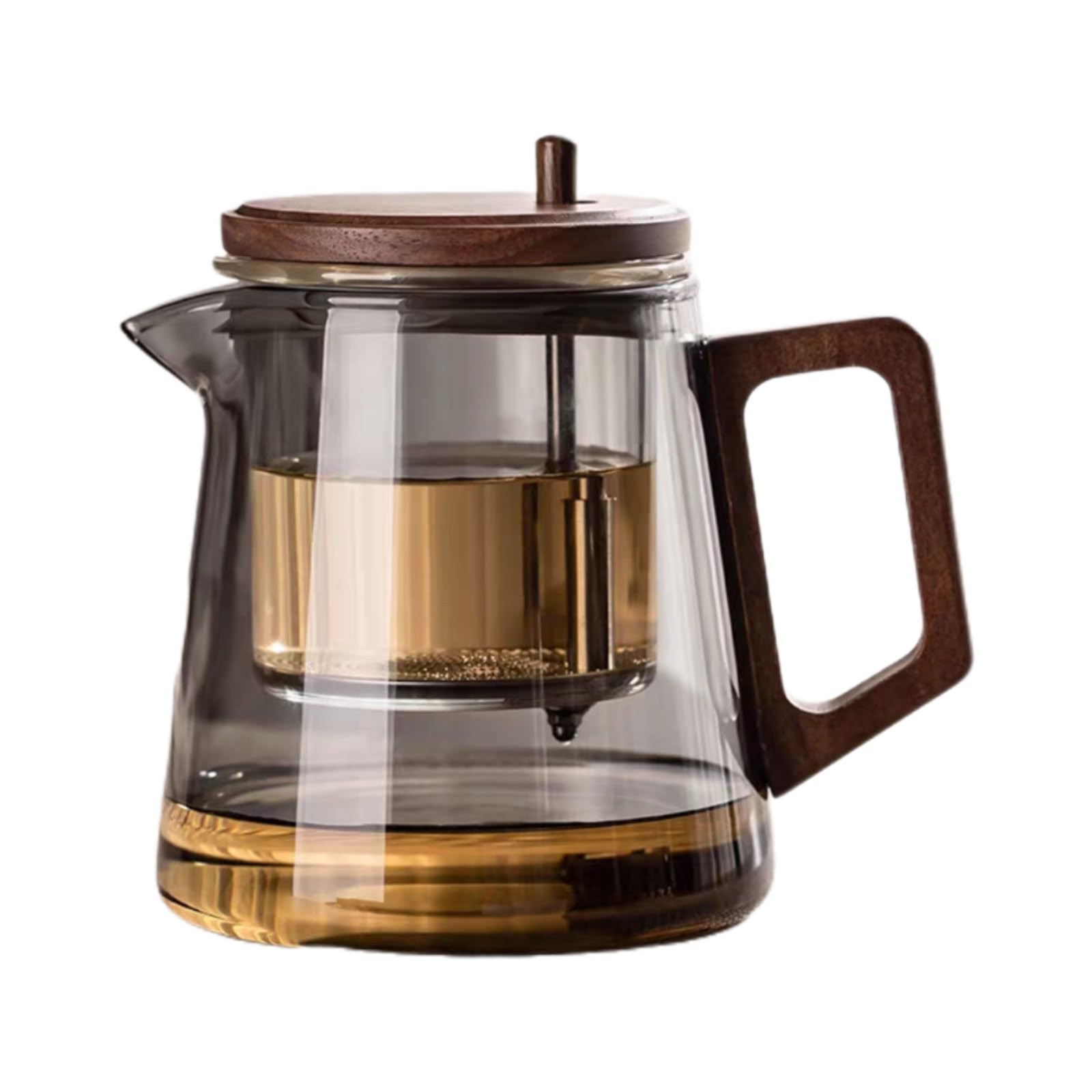 Teekanne Aus Glas Mit Siebaufsatz Hitzebeständig Herausnehmbaren Edelstahl Filter Sieb, Glasteekanne Mit Teesieb & Überhitzungsschutz, Ideal Zur Zubereitung Von Losen Tees, Teapot 600ml(Anthracite Gre