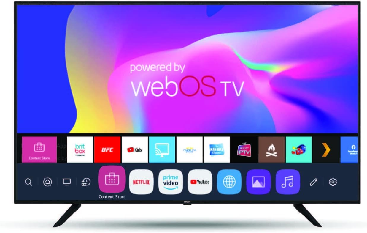 RCA de 75 polzades webOS Smart TV displaying smart TV interface