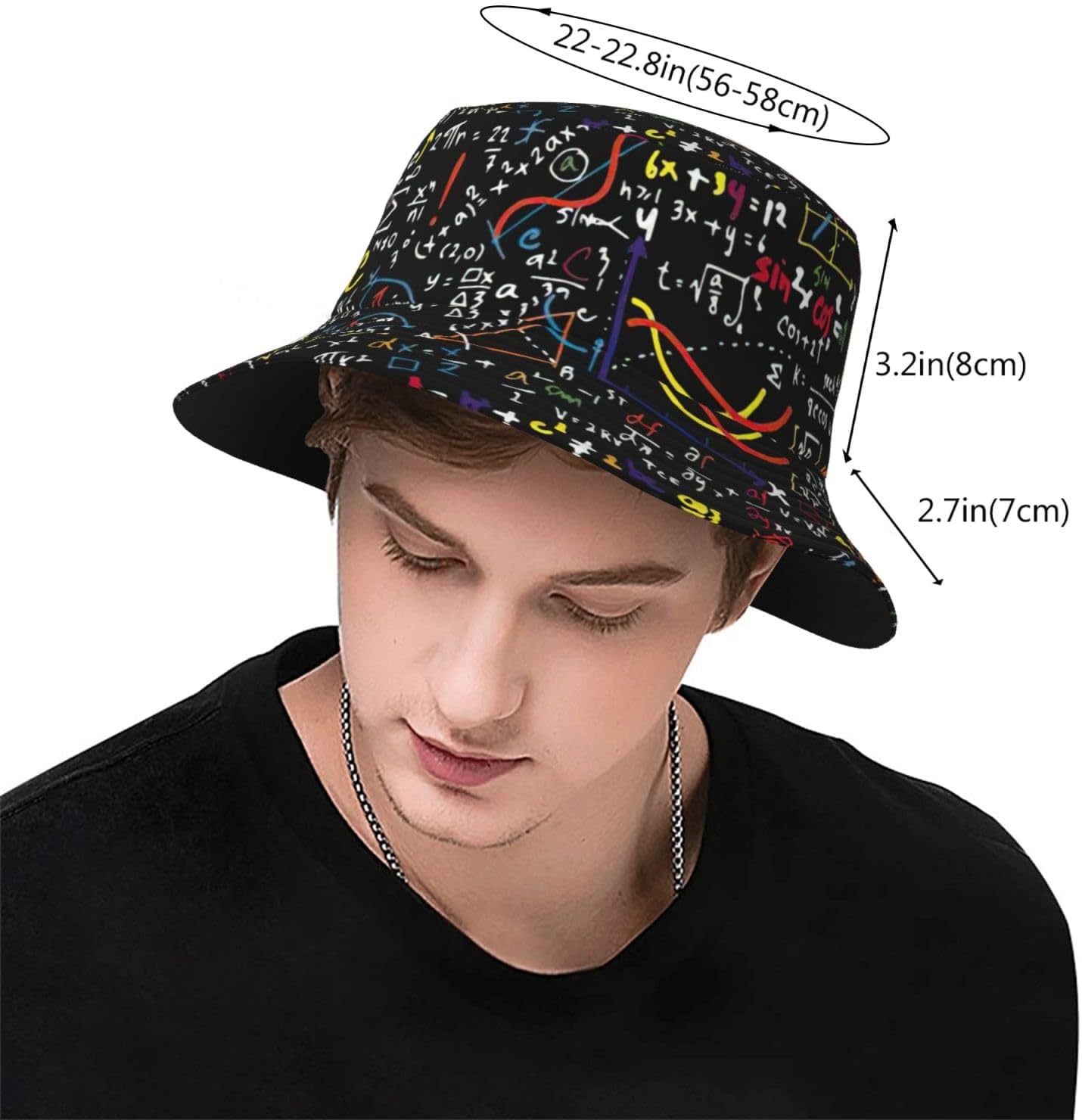 Bucket Hat Math Formula Print Summer Sun Hat Trendy Beach Funny Fisherman Hat for Men Women Unisex Black
