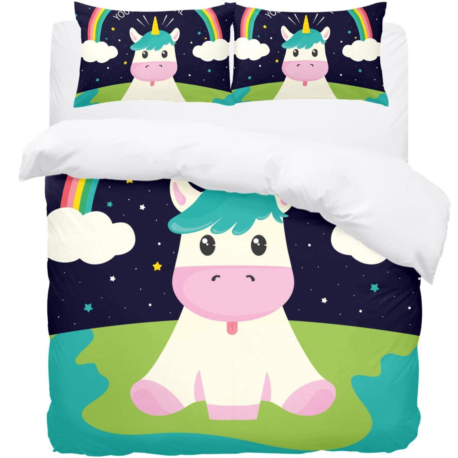 Parure de lit licorne avec housse et taies pour apaiser le sommeil de votre enfant