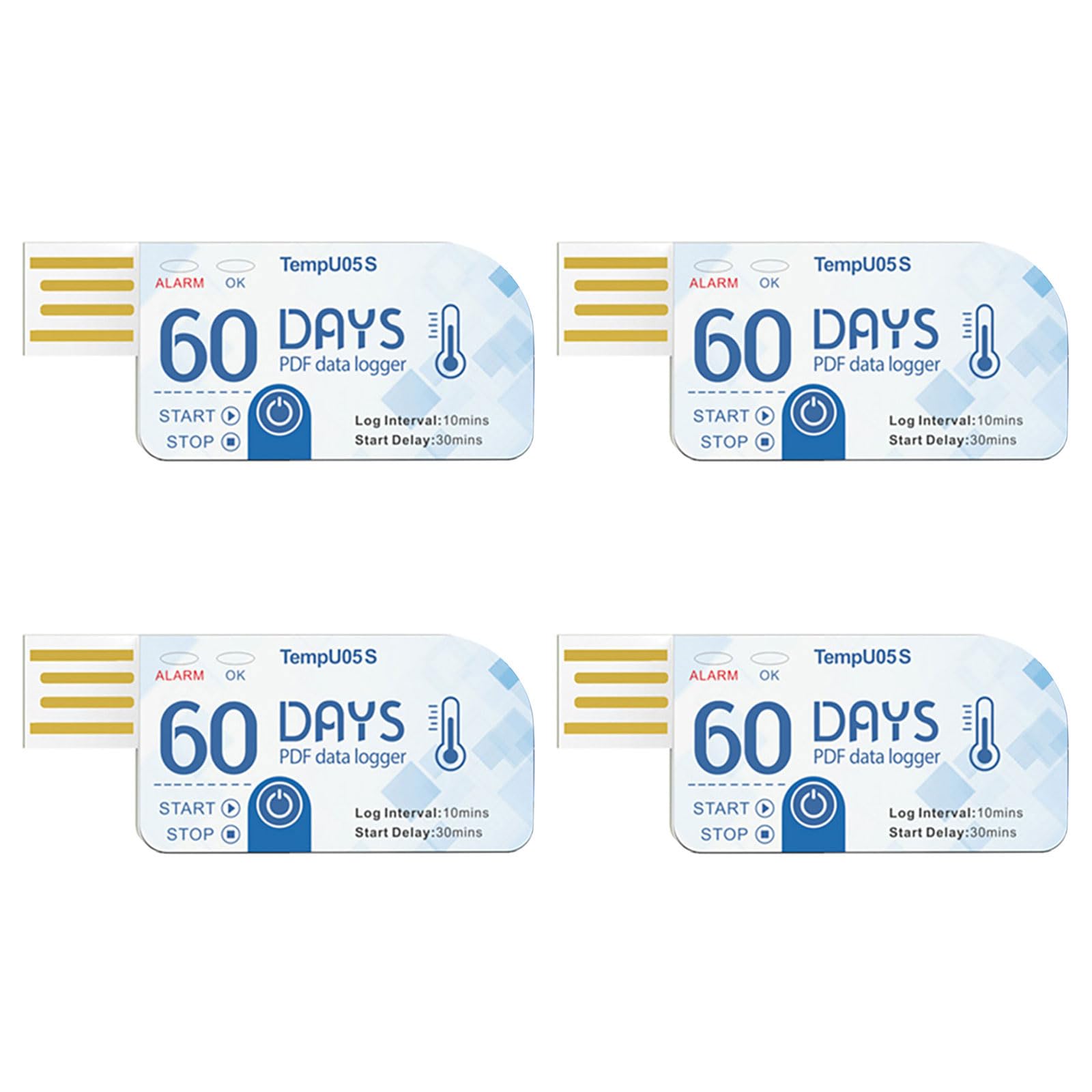 Jiingekk 4 Pack Professional Temperature Data Logger 10000 Points 60Days Thermometers Logger For Temperature Tracking Recorders