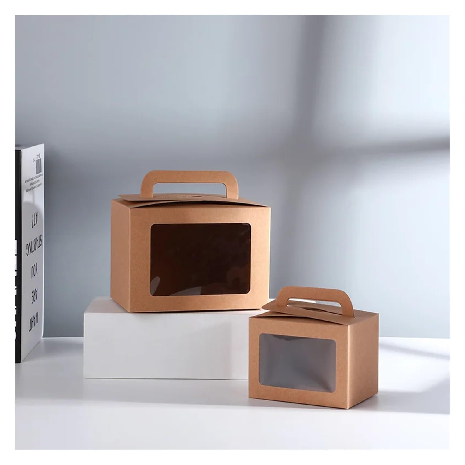 Scatola for Torte Portatile da 10/20 Pezzi con Finestra Trasparente Scatola da Asporto for Alimenti for Pasticceria for Scatola di Caramelle for Feste di Matrimonio(White,20PCS_10X10X14CM)