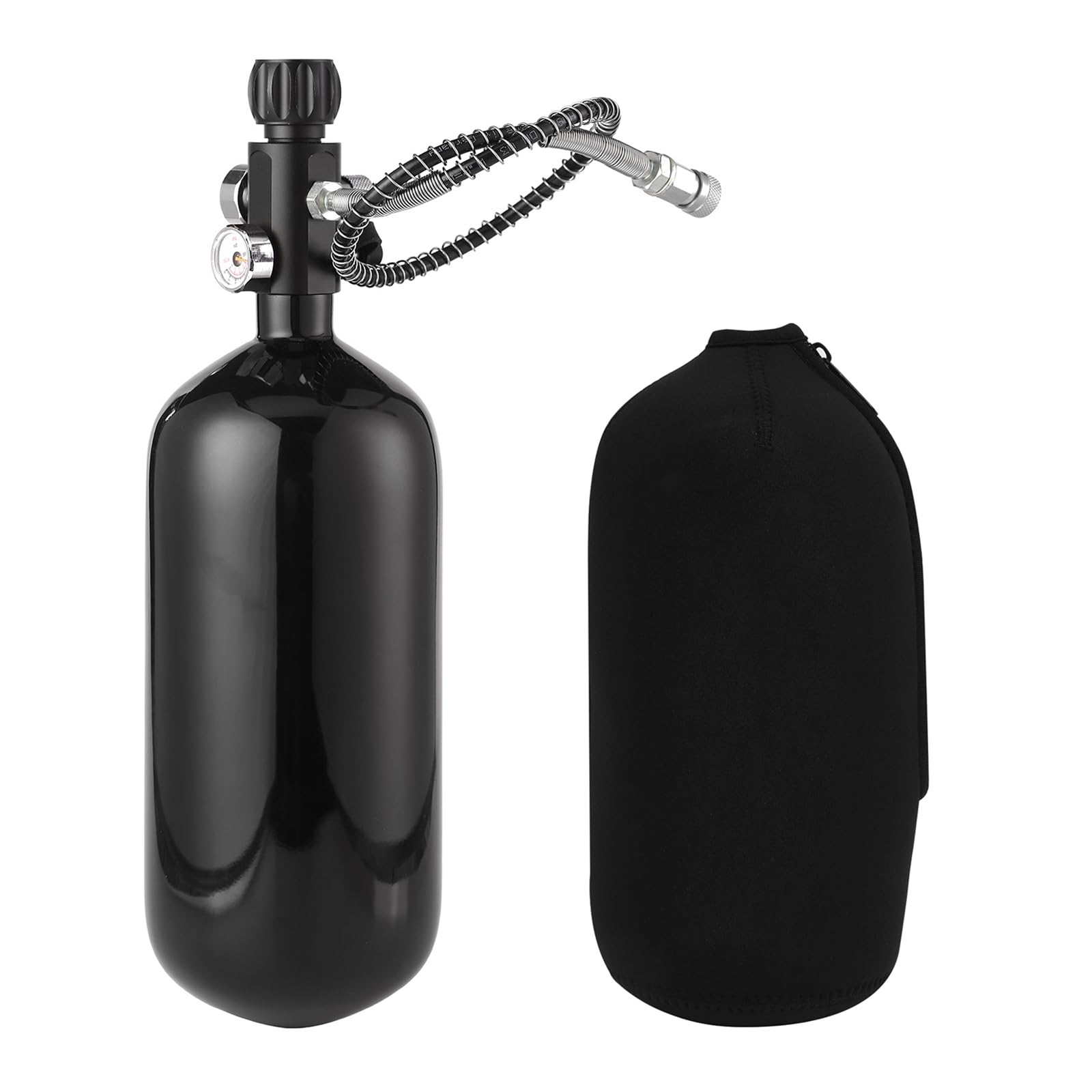 Orcair Discounted DOT 98ci/1.6L Carbon Fiber Tank with Dual Gauge Valve,PCP Tank 4500 psi,Complete PCP Airgun Charging System Lightweight Paintball Fill Station