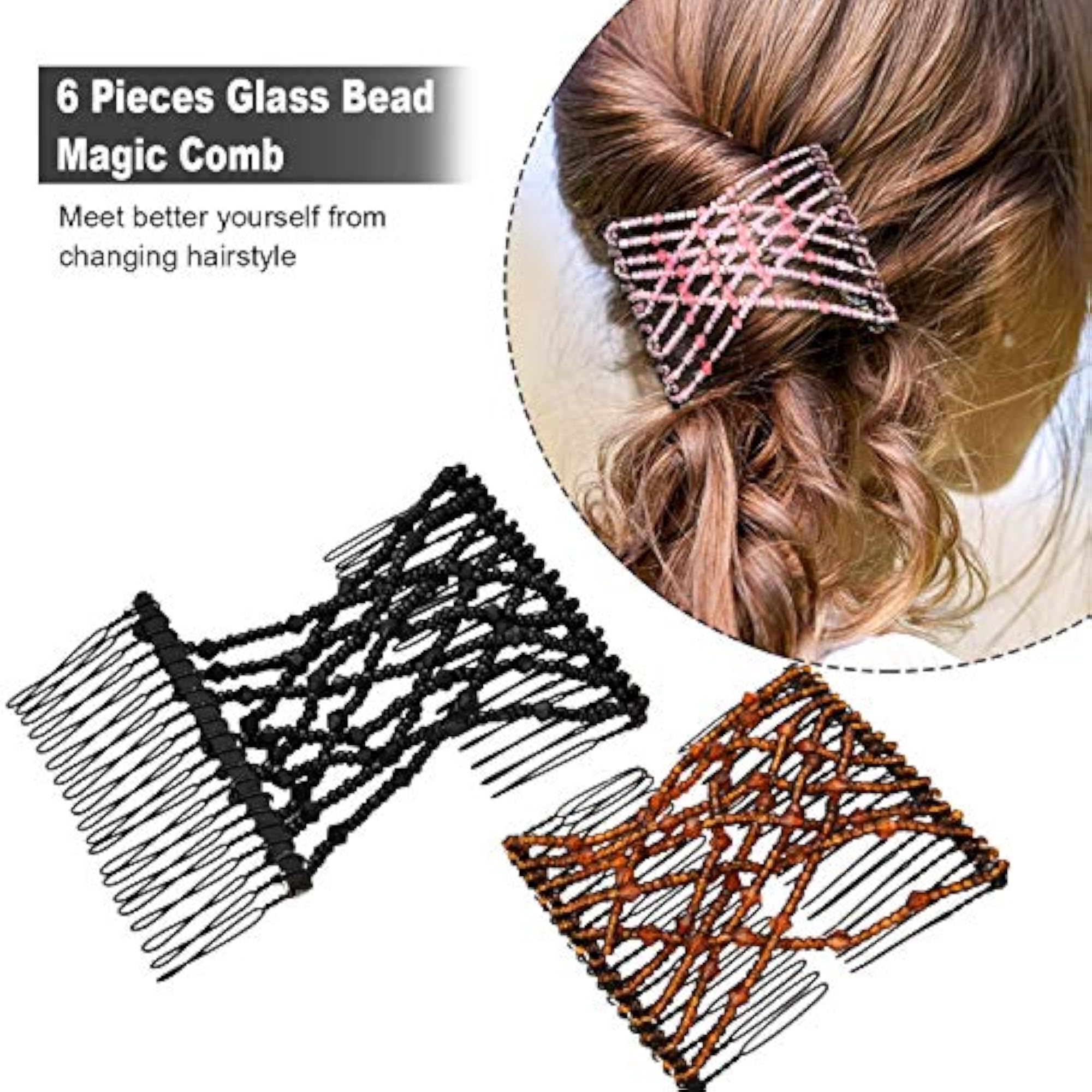 Beads Magic Elastic Stretchy Comb Double Clips