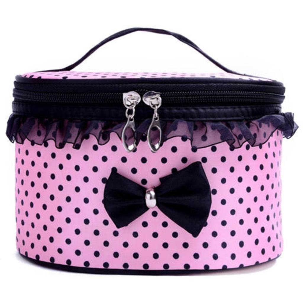DZT1968® Handle Large Cosmetic Bag Travel Makeup Organizer Case Holder (Pink)