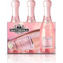 Sant’Orsola – Mini Bottiglie Prosecco D.O.C. Rosè Millesimato Extra Dry, da Uve Glera e Pinot Nero, Gusto Delicato con Note Fruttate e Floreali, 3×200 ml