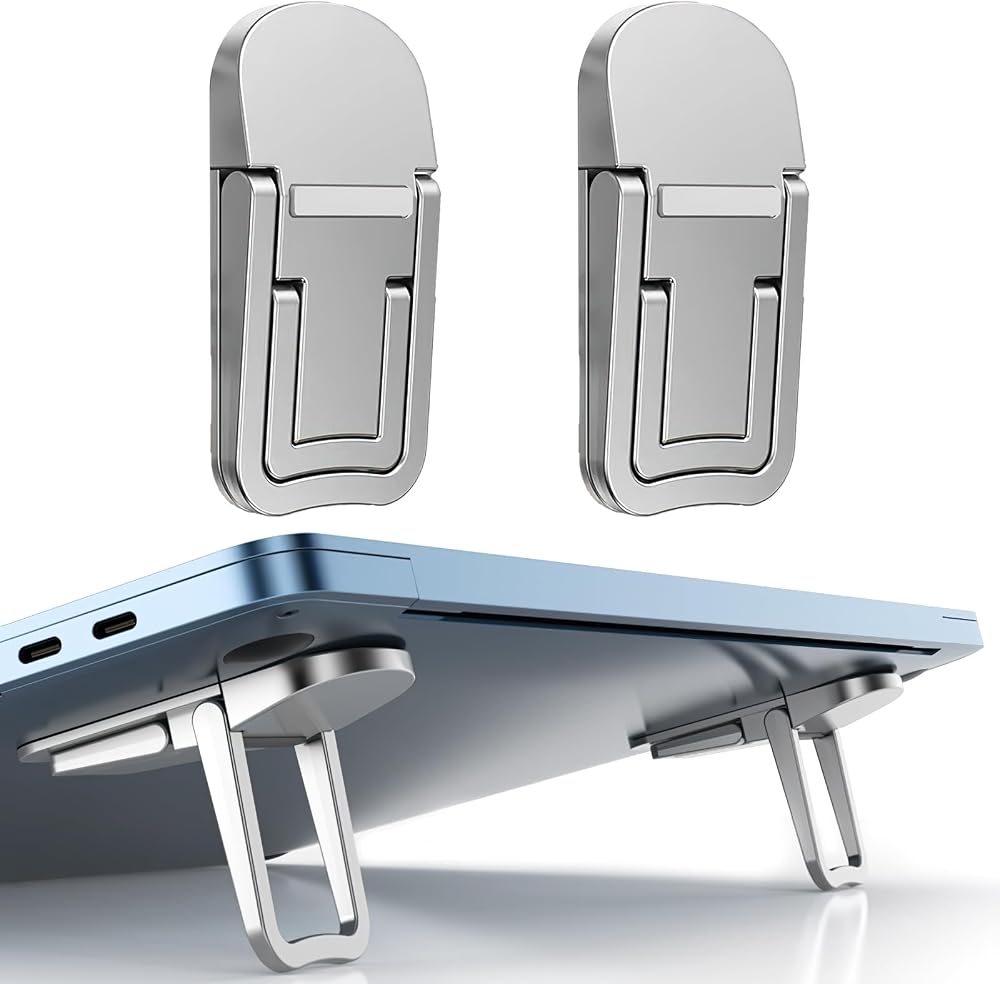 Portable Laptop Stand,Mini Laptop Stand, Foldable & Lightweight Ergonomic Riser with Ventilated Cooling,Fits Keyboards &10-17.3 Inch Laptops,Silver