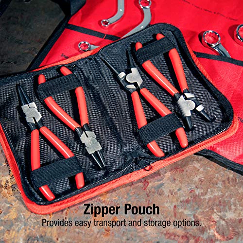 Sunex 3614V Snap Ring Pliers Set, 7" Internal Use Straight Nose Pliers, 7" Internal Use Bent Nose Pliers, 7" External Use Straight Nose Pliers, 7" External Use Bent Nose Pliers, 4Piece #TOP4
