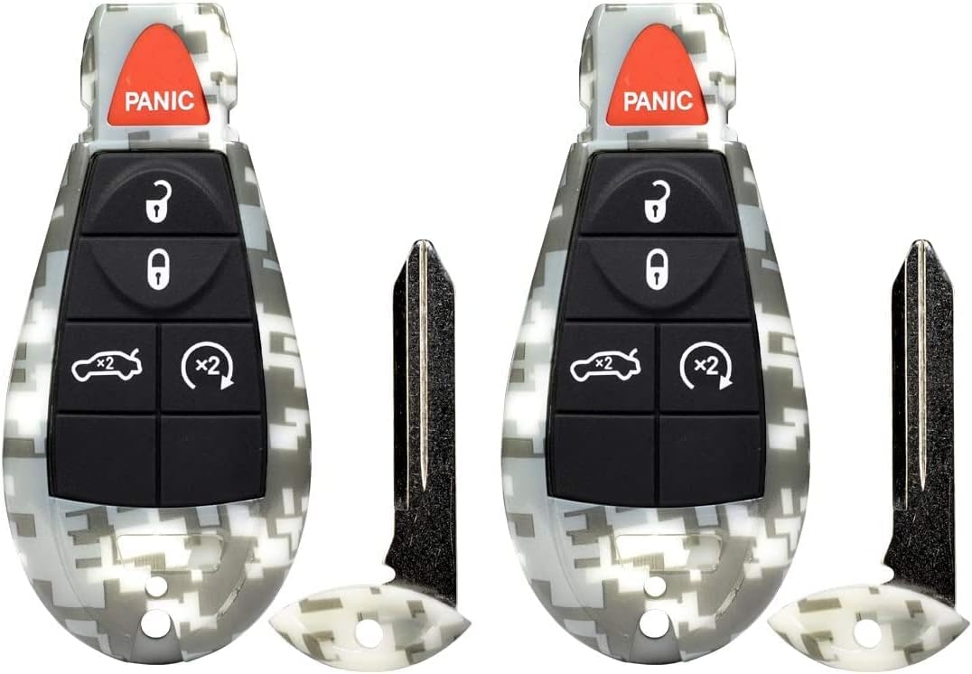 2X Remote Start & Truck x Camouflage New Keyless Entry 5 Buttons Remote Start Car Key Fob M3N5WY783X, IYZ-C01C for Compatible with 300 Challenger Charger Durango Grand Cherokee