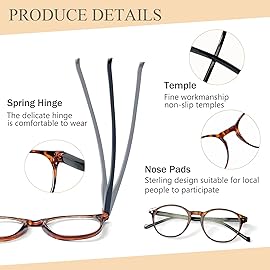 NORPERWIS 5 Pairs Reading Glasses - Standard Fit Spring Hinge Readers Glasses for Men and Women (5Color, 2.0, x)