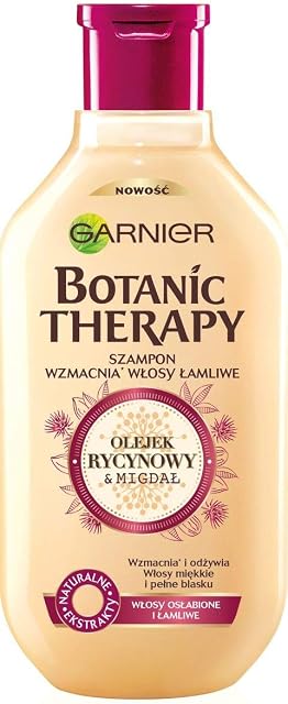 Garnier Botanic Therapy Olejek Rycynowy & Migdał szampon do włosów osłabionych i łamliwych, wzmacnia, nadaje miękoość i blask, 400 ml
