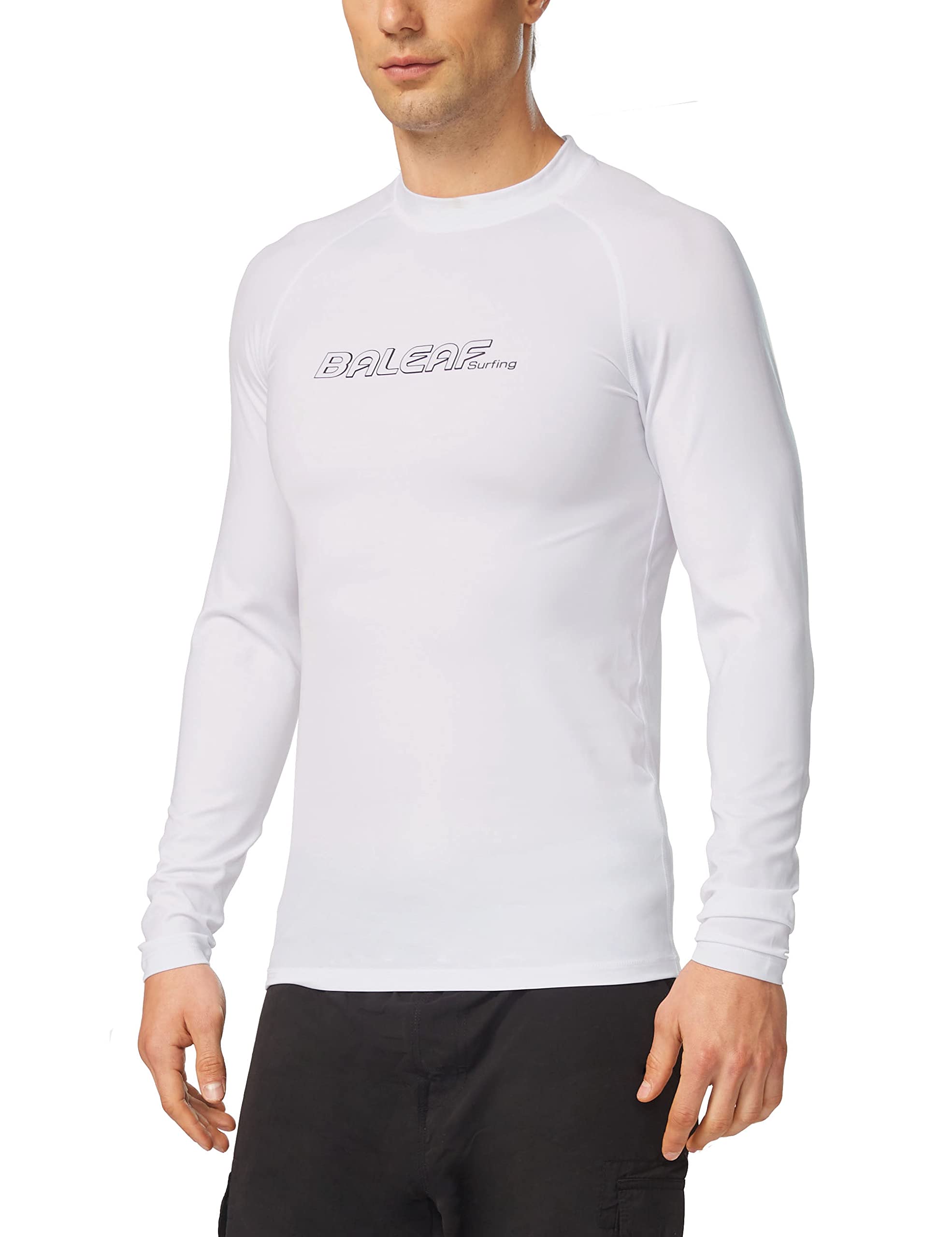 Photo 1 of BALEAF Men's Long Sleeve Rashguard UPF 50+ Swim Rash Guard Water Shirts for Surfing Diving Kayaking Medium White Size Large