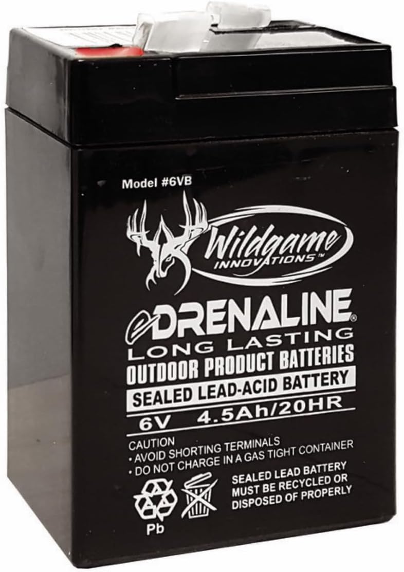 WILDGAME Innovations 6V New Version Edrenaline Rechargeable Battery for Game Feeders Outdoor Long-Lasting Sealed Lead-Acid Tab Style Rechargeable Battery