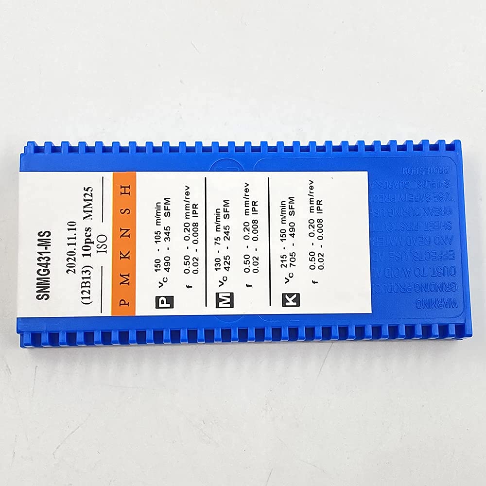 10PCS SNMG120404-MS Square Lathe Turning Carbide Inserts SNMG431-MS PVD Coated Turning Insert Used For Steel Stainless Iron Cast Iron For MSSNR/L Lathe Turning Tool Cut-off Holder (SNMG120404-MS MM25)