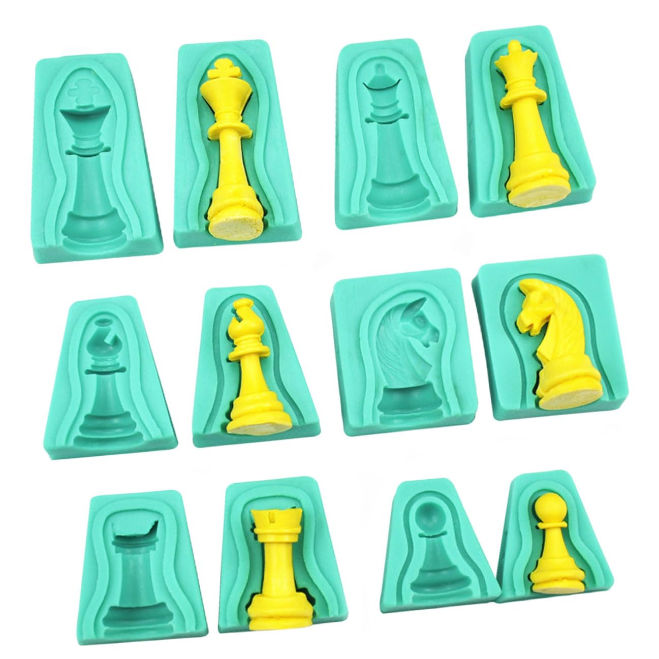 Stampo in Silicone per Scacchi 12 Pezzi per Torta e Cioccolato | Verde, Flessibile e Facile da Pulire, Design Creativo 3d per Fondant e Caramelle