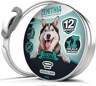 ZENITHIA Tick Collar for Dogs - Flea Collar Dog Flea Protection Collar for Dogs - Tick Collar - 100% Natural - Protective Collar Against Fleas - 12 Months Protection - 65 cm Adjustable (1 Unit) product image