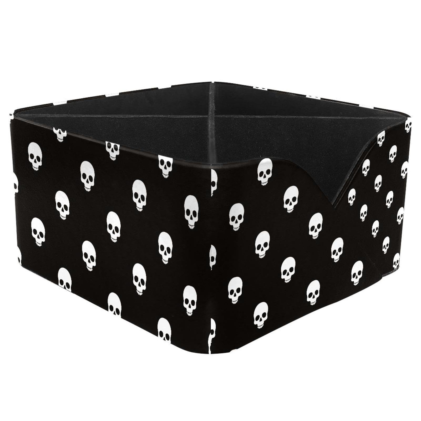 KengjuTesu Day of the Dead Skulls White Pattern Desktop Organizer Pen Holder, Rectangular Pencil Cup for Office, Study and Makeup Stations