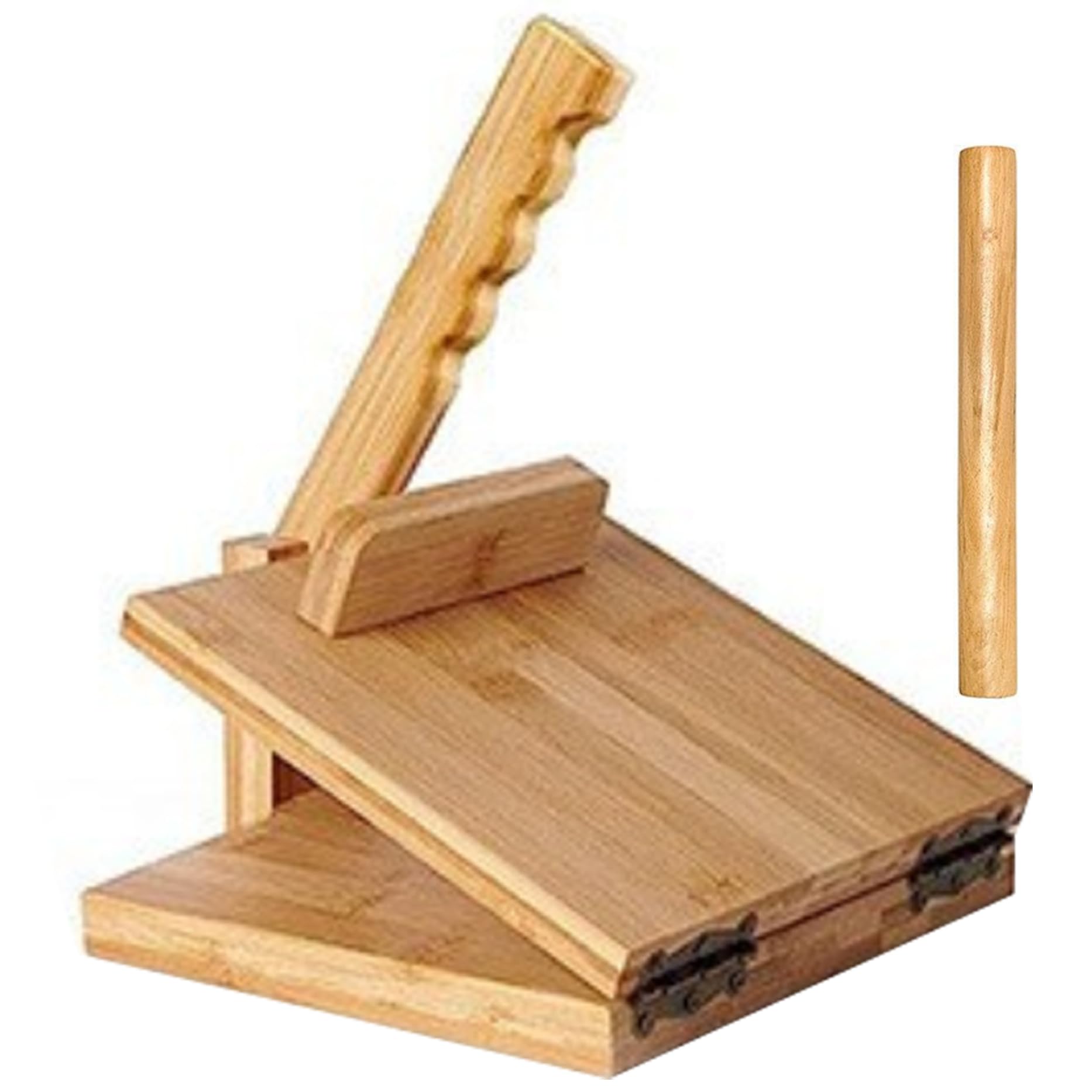 Gcroet 1pc Tortilla Press 10 pouces, Rotation Bamboo Flour Tortilla Press, Facile à nettoyer Chapati avec rouleau à pâtisserie et papier parchemin pour la cuisine