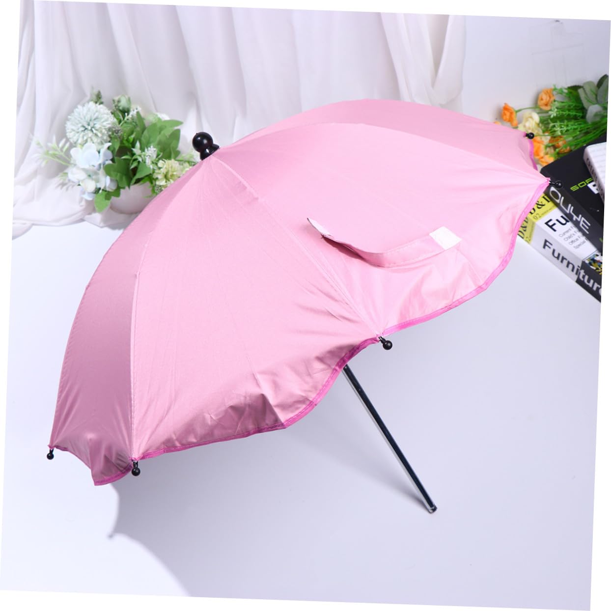 Multifunctional Cart Sun Umbrella Pink with Silver Coating Stroller Shade for Outdoor Use Easy to Install Pram Canopy for Summer Protection