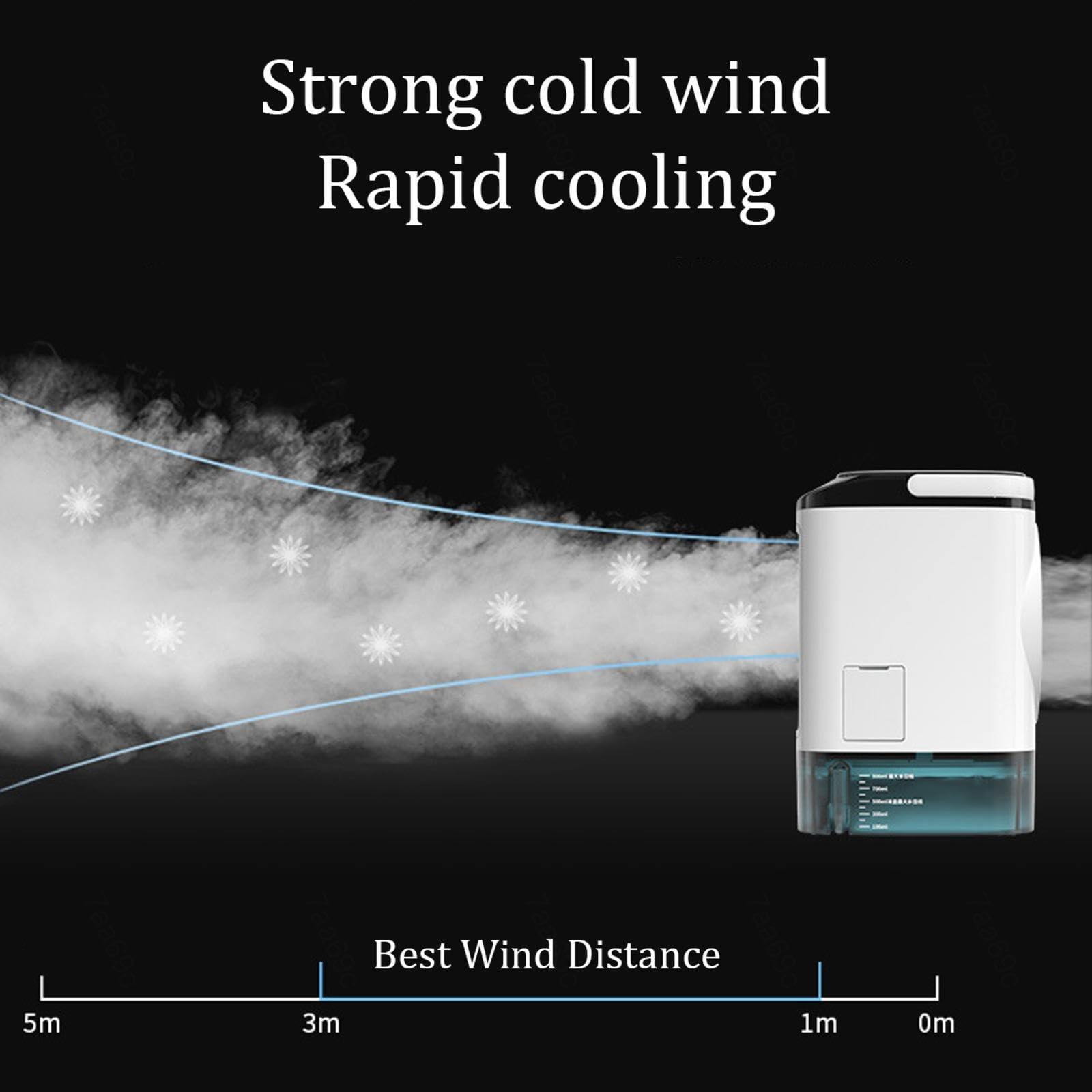 Condizionatore Senza Unità Esterna, Serbatoio da 900ml,con Ghiacciaia,3 Velocità Ventilatore Condizionatore 2 Modalità di Nebbia, 7 Luci Colorate Per Camera Da Letto,Home Office,Uso Esterno