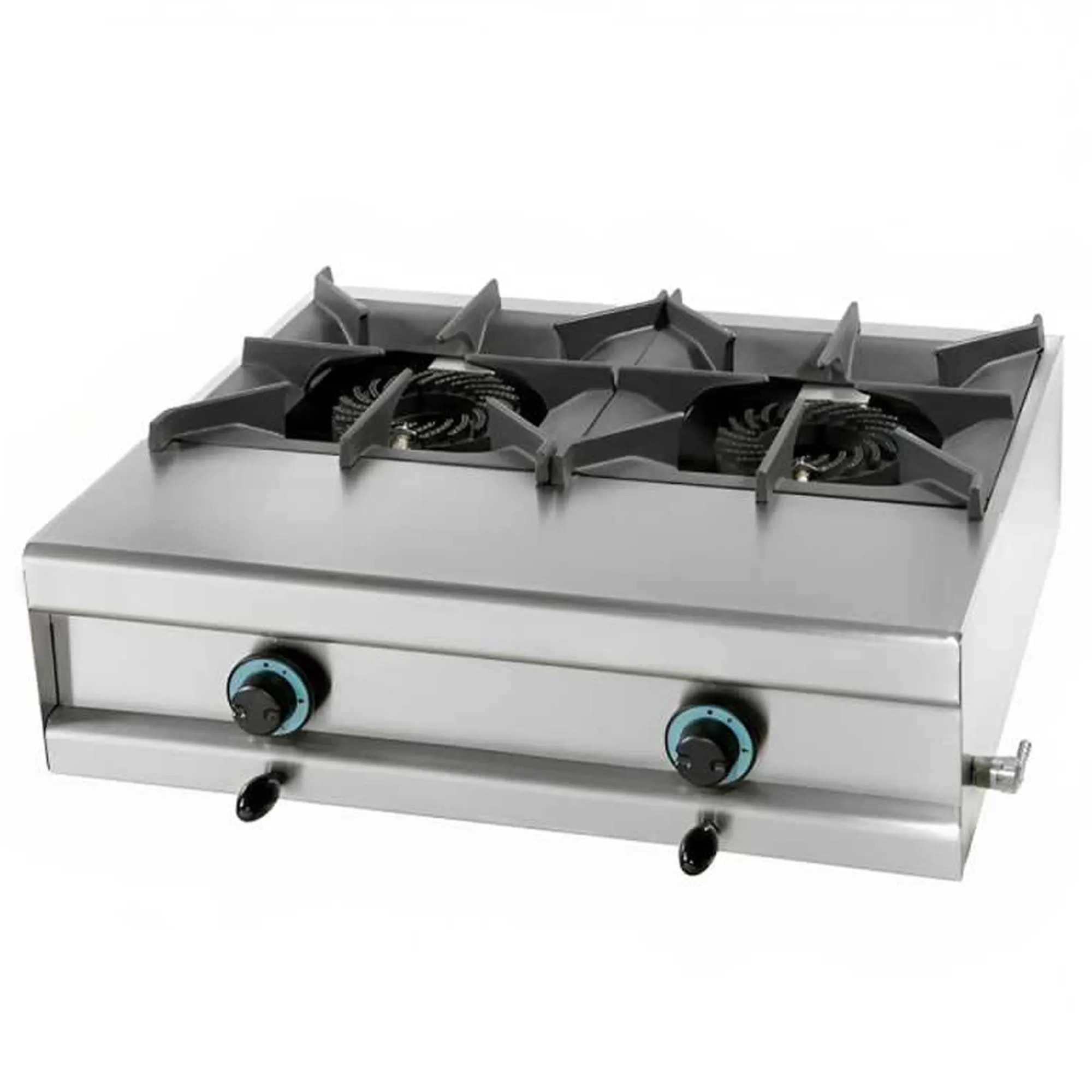 MBH - Cocina a Gas Profesional con 2 fogónes de sobremesa y alta potencia para cocina industrial de bar, restaurante, food trucks, hostelería y catering.