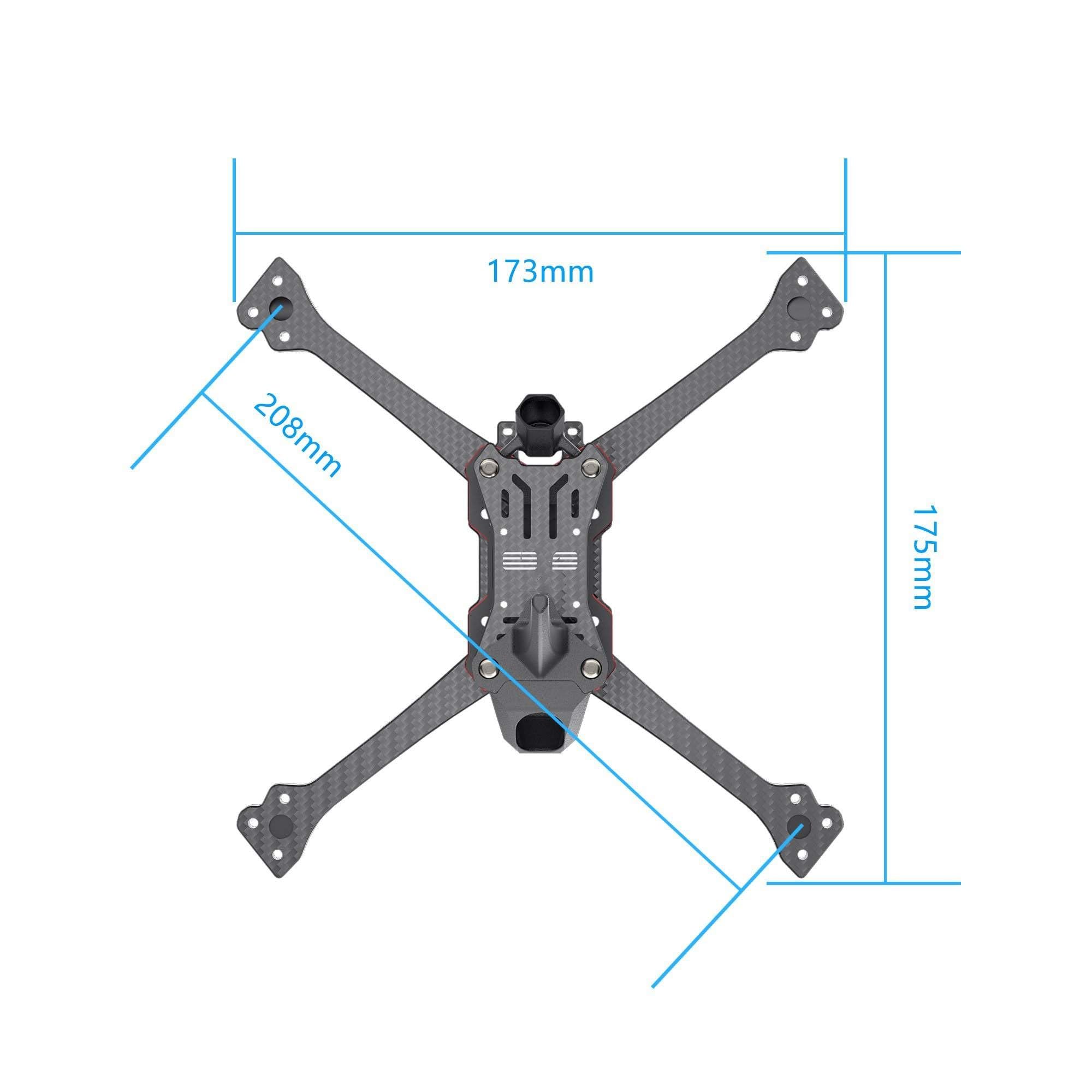 IWBR GEP-Racer FPV Kit telaio X Design della struttura Interasse da 5 pollici 208 mm compatibile HDZero HD VTX for drone da corsa (Size : Sliver)