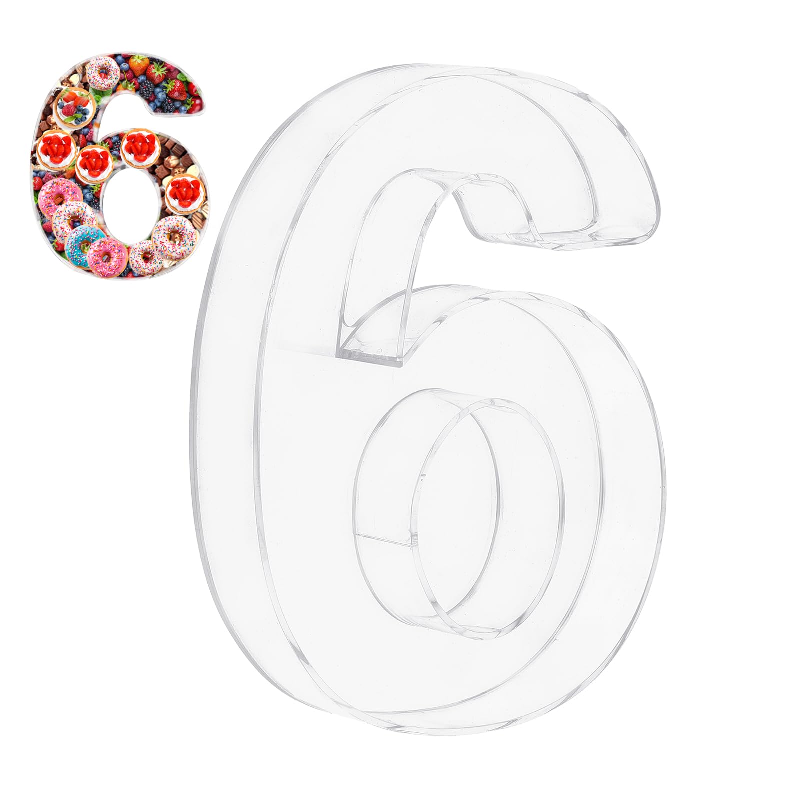 PATIKIL 10" Acrylic Number Box 6, Reusable Display Fillable Tray Container for Charcuterie Mache Chocolate Candy Birthday Party Anniversary Decorations, Clear