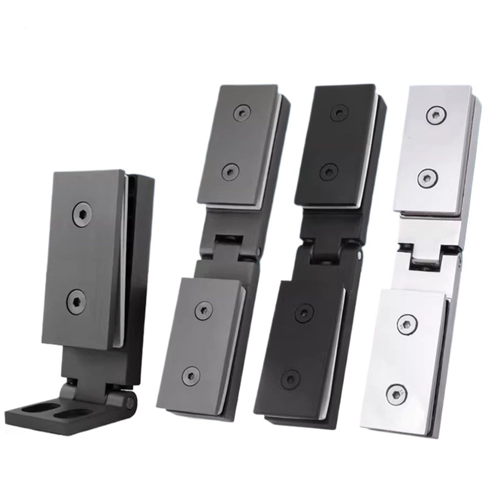 1pcs 304 Stainless Steel Glass Door Hinge 90/180 Degree Clip Shower Room(Silver-180 Degree)