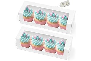 Kingrol Cookies Packaging Set: 40 Pack White Bakery Boxes with Window