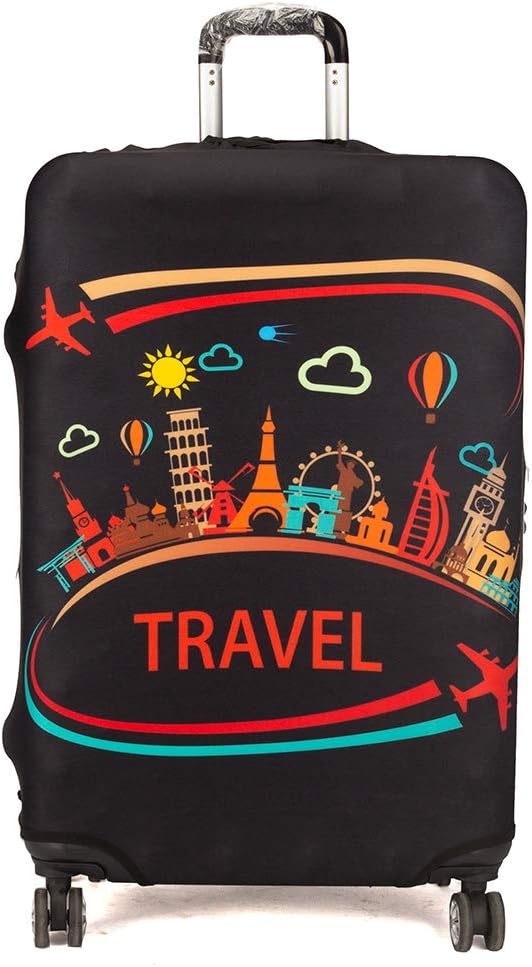 Spandex Travel Luggage Protector Suitcase Cover Fit 23-32 Inch Luggage (Black-travel, L(26"-28" luggage))