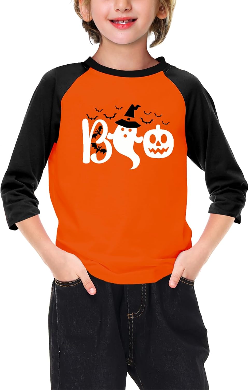 Remimi Unisex Kids Halloween Shirts 3/4 Sleeve Holiday Cute Graphic Tops 3-12 Years - Image 2